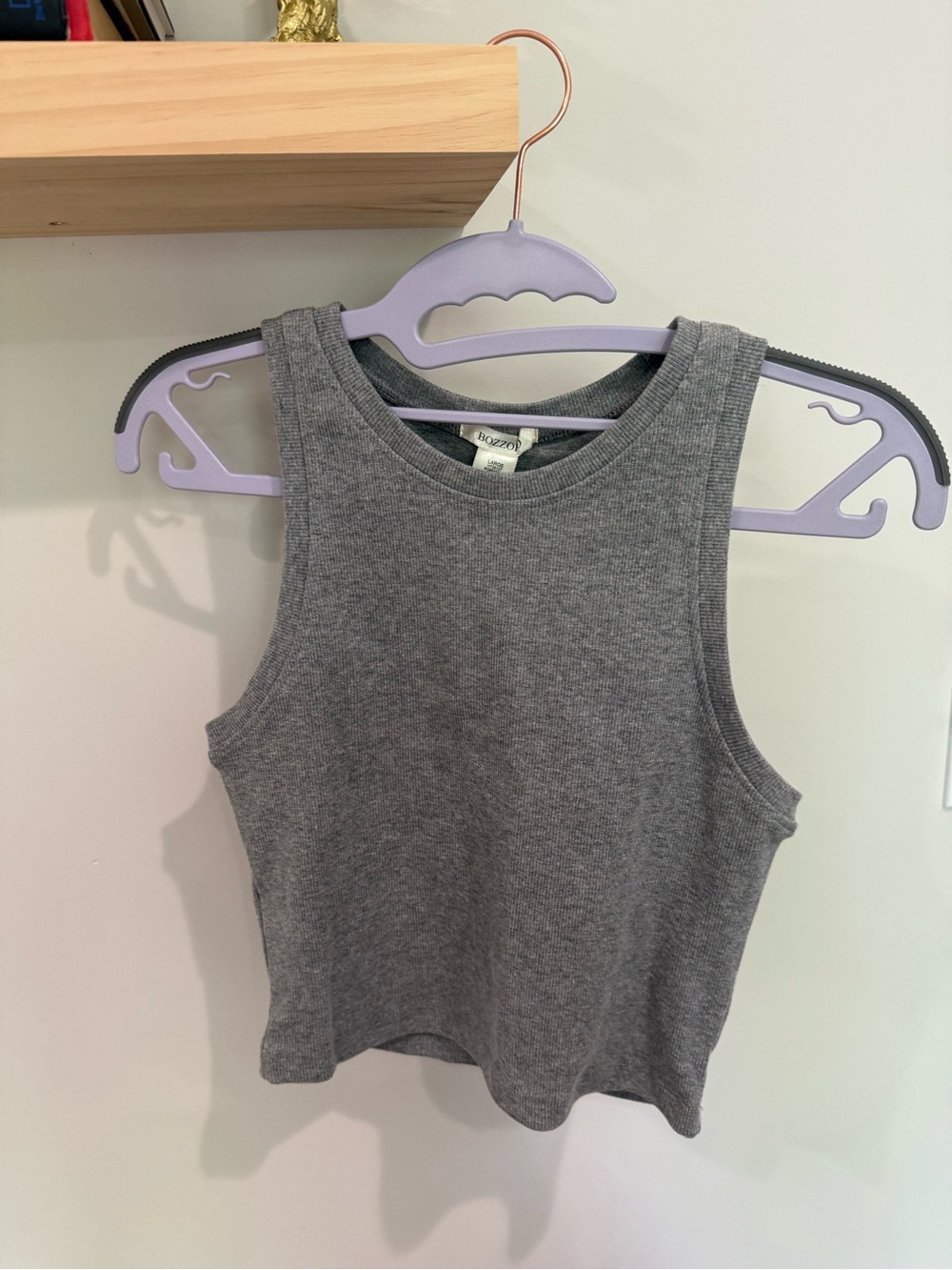 Gray Ribbed Tank Top